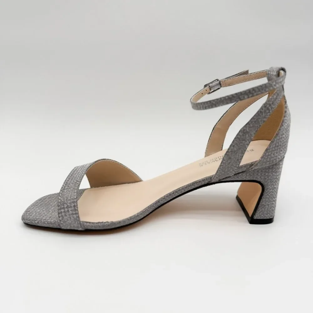 Touch Ups Lilibet Ankle Strap Dress Heeled Sandals Open Toe Silver 8.5 Wide NEW
